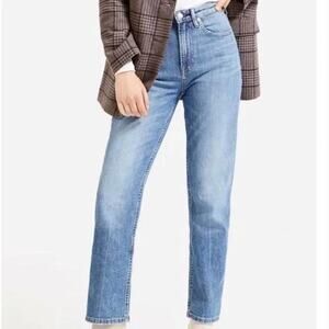 Everlane Women's Regular Fit High Rise Straight Jeans Light Wash Blue Size 28